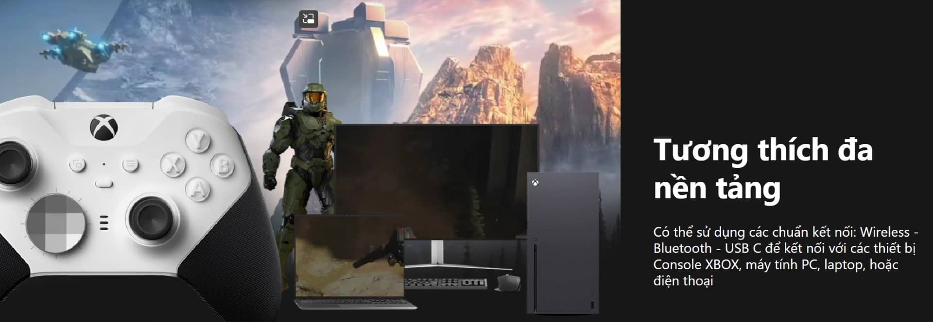 Tay cầm chơi game không dây Microsoft Xbox One Elite Series 2 - Core - Màu Trắng