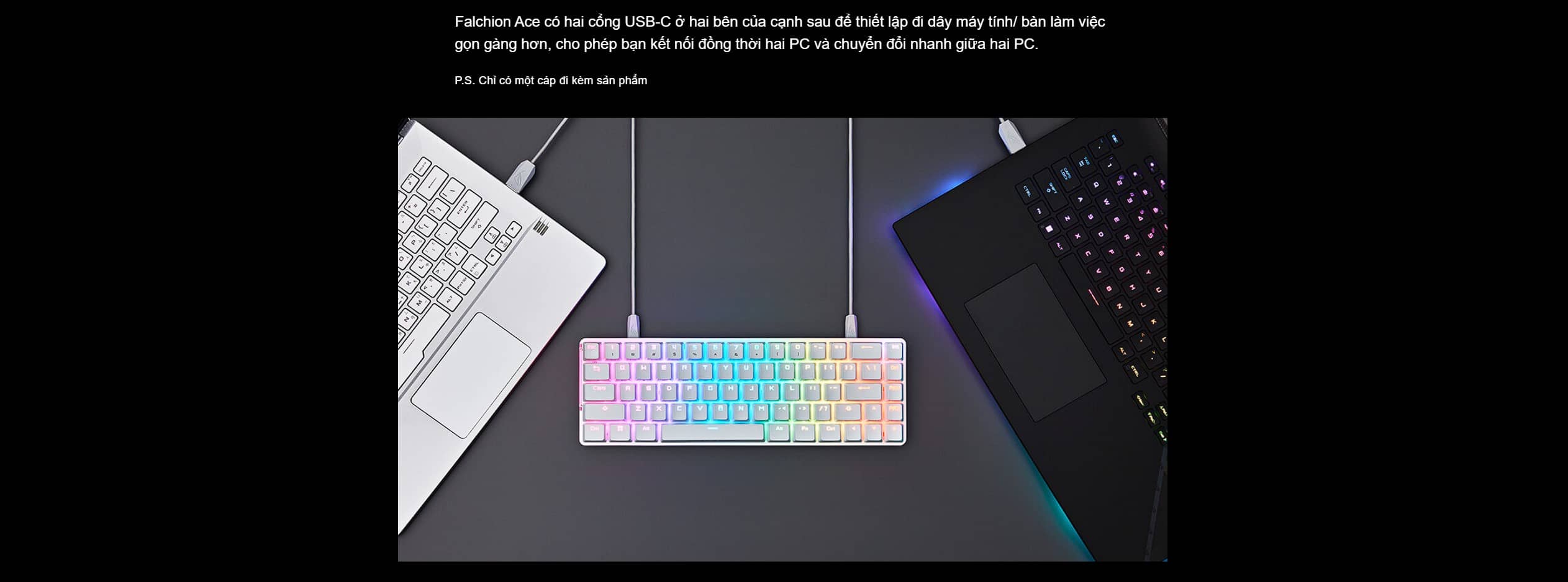 Bàn phím Gaming Asus ROG Falchion Ace Wired RGB White 90MP0346-BKUA10