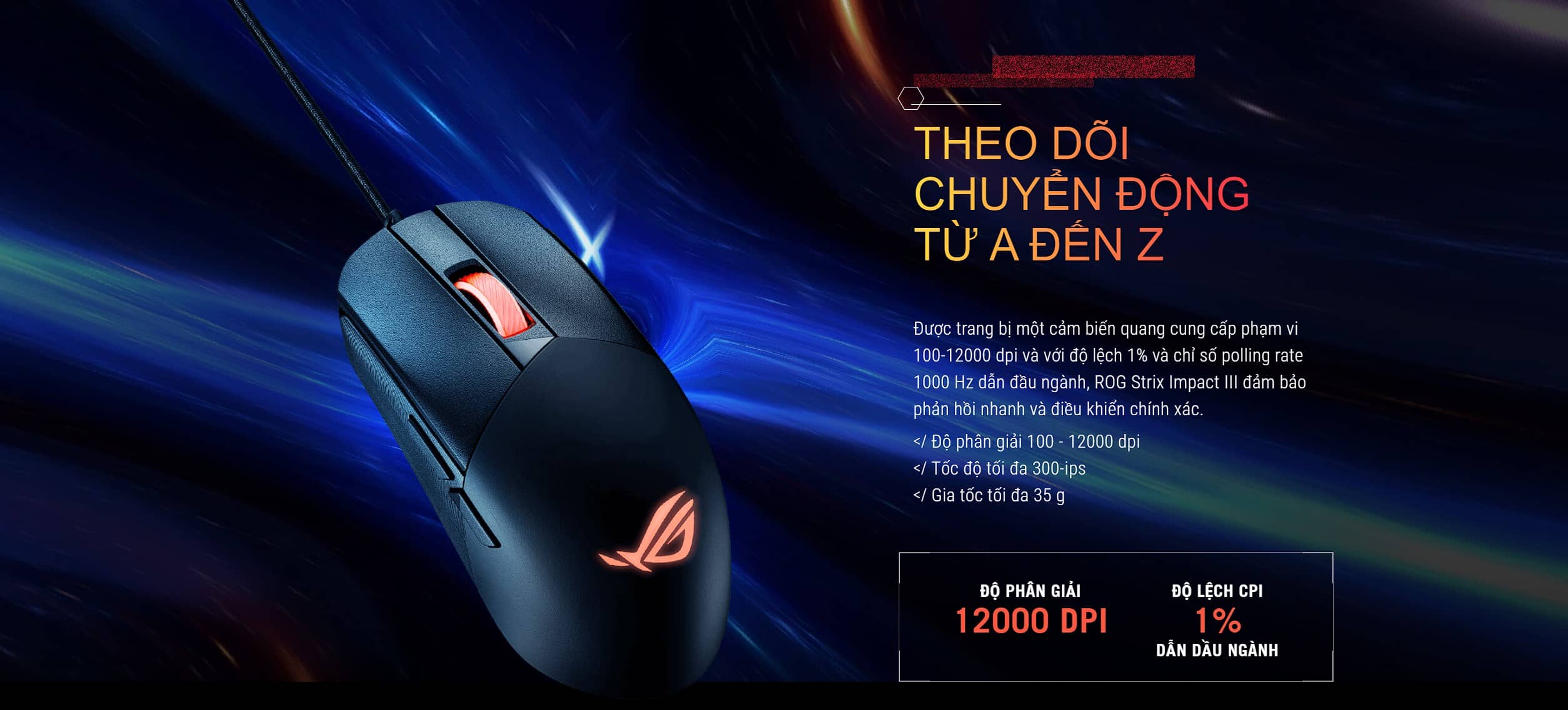 Chuột Gaming có dây Asus ROG Strix Impact III USB/RGB/ĐEN _ 90MP0300-BMUA00