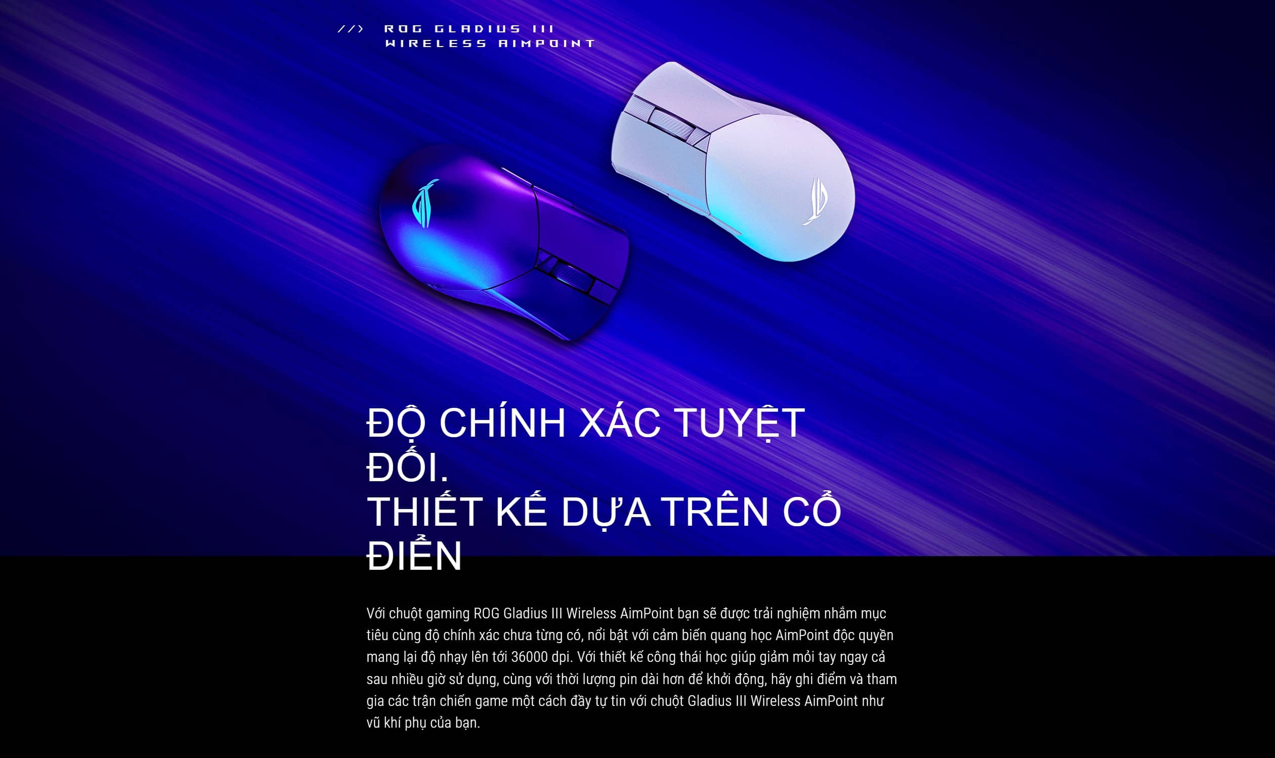 Chuột Gaming không dây ASUS ROG Gladius III Wireless AimPoint White 90MP02Y0-BMUA10