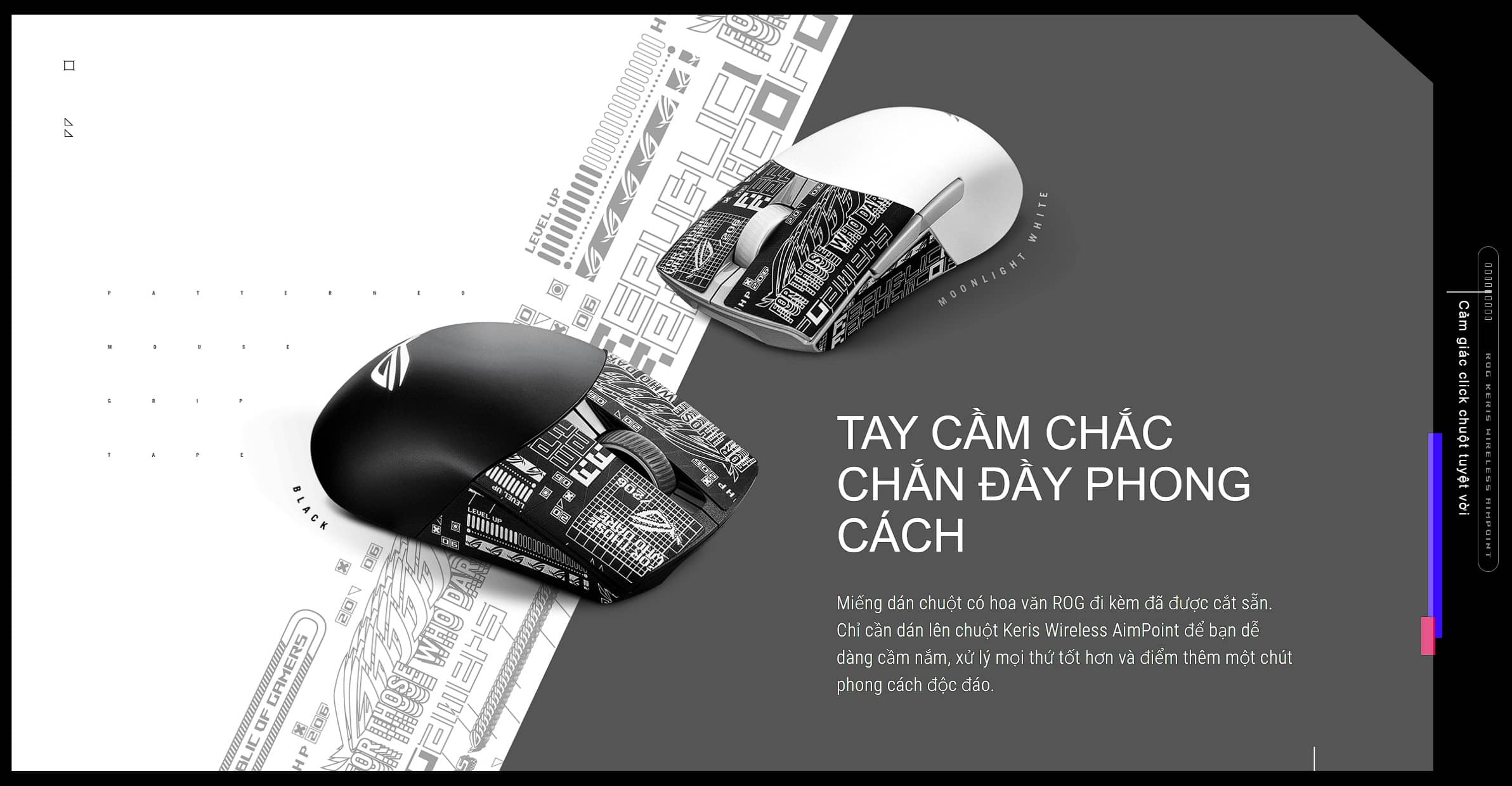 Chuột Gaming không dây ASUS ROG KERIS Wireless AimPoint White 90MP02V0-BMUA10