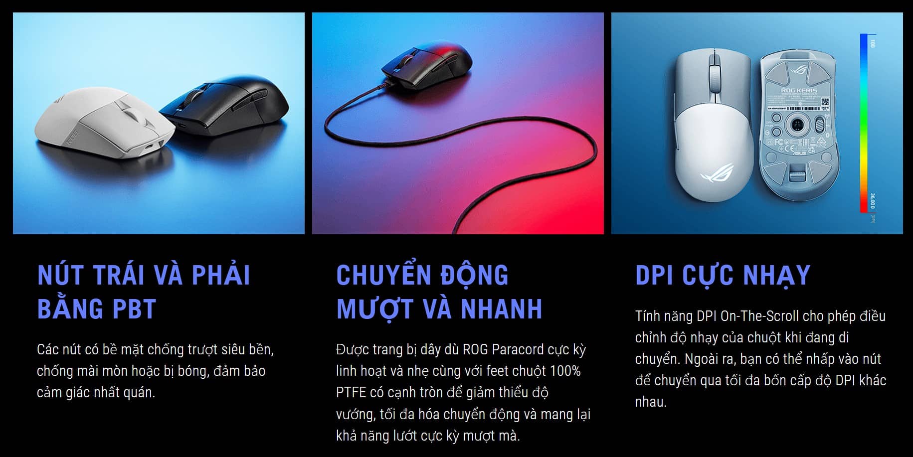 Chuột Gaming không dây ASUS ROG KERIS Wireless AimPoint White 90MP02V0-BMUA10