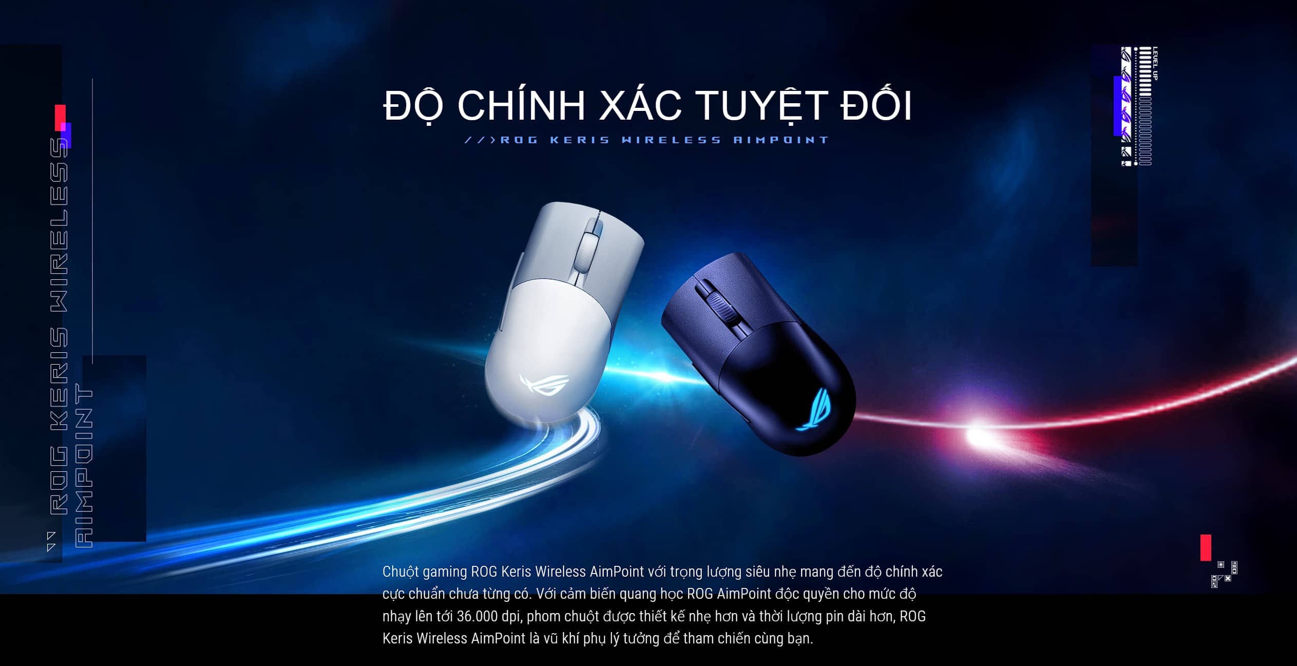 Chuột Gaming không dây ASUS ROG KERIS Wireless AimPoint White 90MP02V0-BMUA10