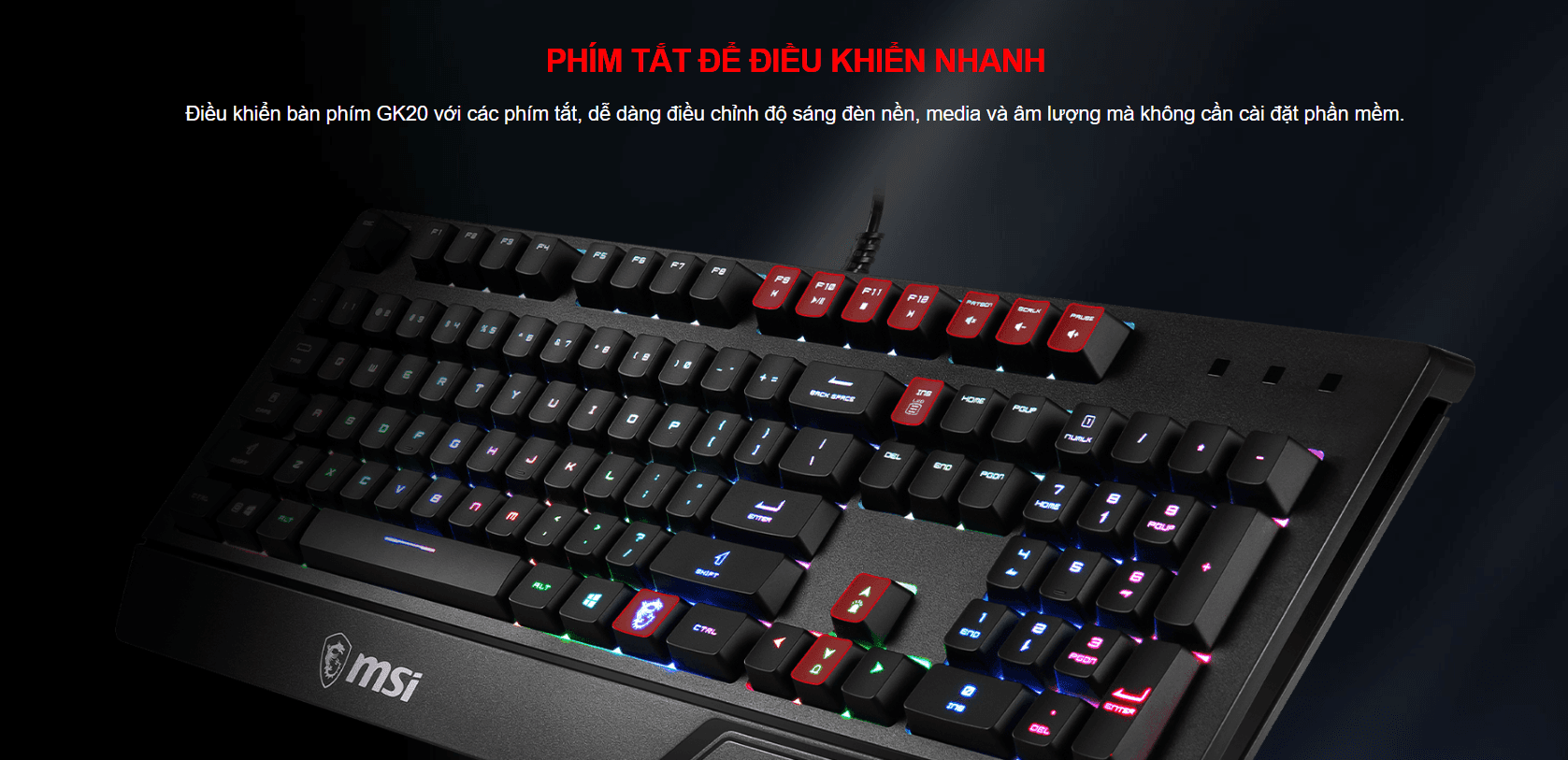 Bàn phím game MSI Vigor GK20 đen (USB/Rainbow) 4