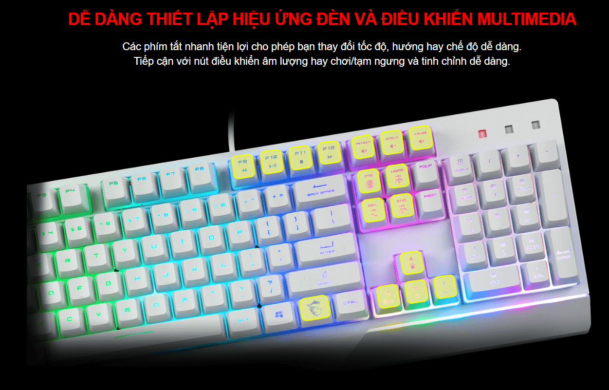 Bộ Bàn phím chuột game MSI Vigor GK30 trắng (USB/RGB/Giả cơ) 4