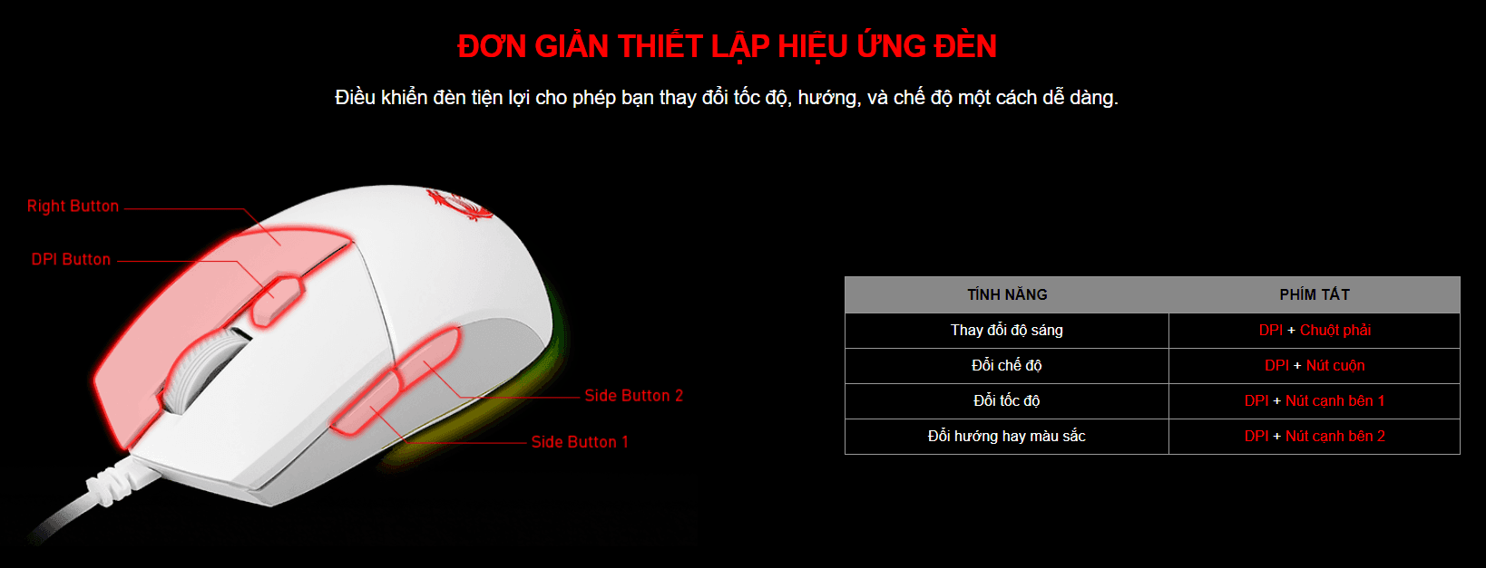 Bộ Bàn phím chuột game MSI Vigor GK30 trắng (USB/RGB/Giả cơ) 7