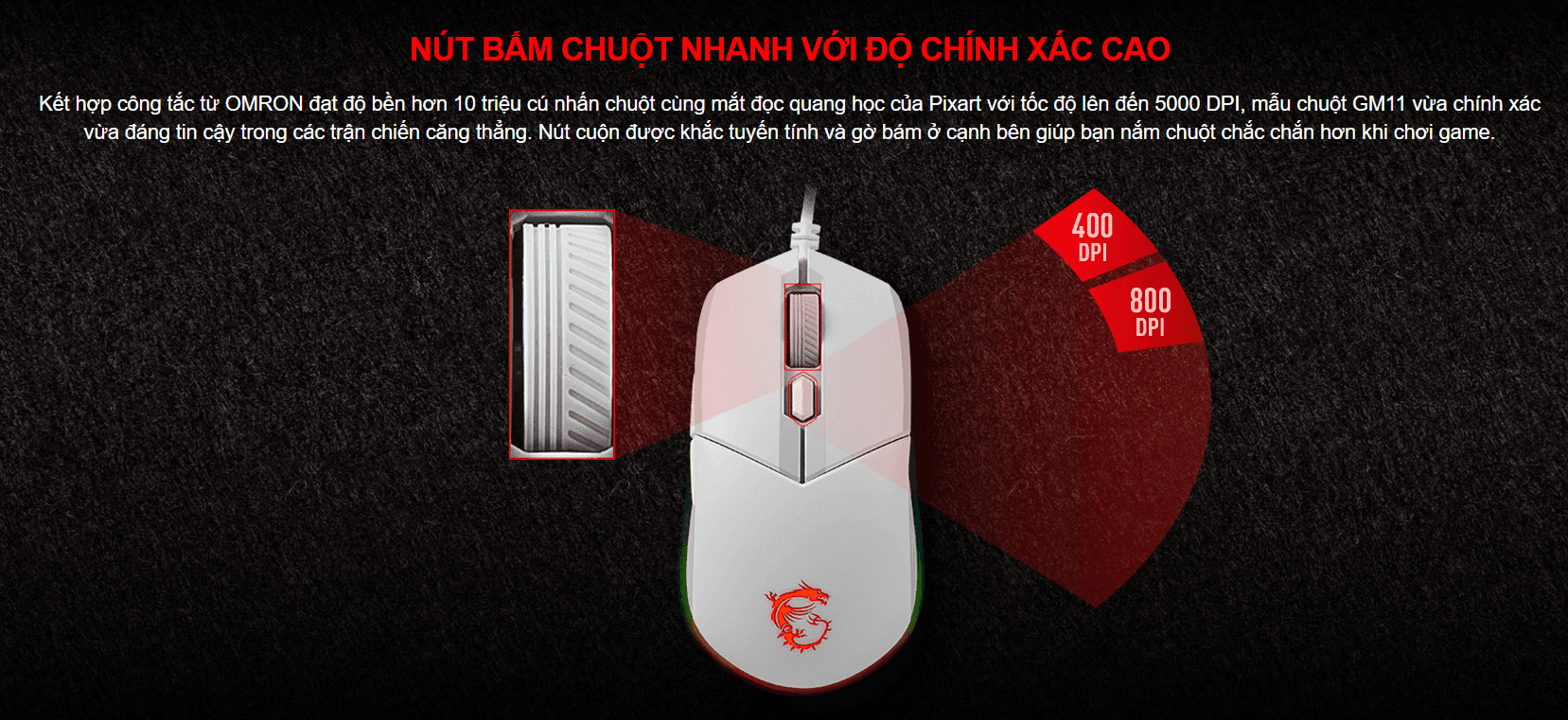 Bộ Bàn phím chuột game MSI Vigor GK30 trắng (USB/RGB/Giả cơ) 8