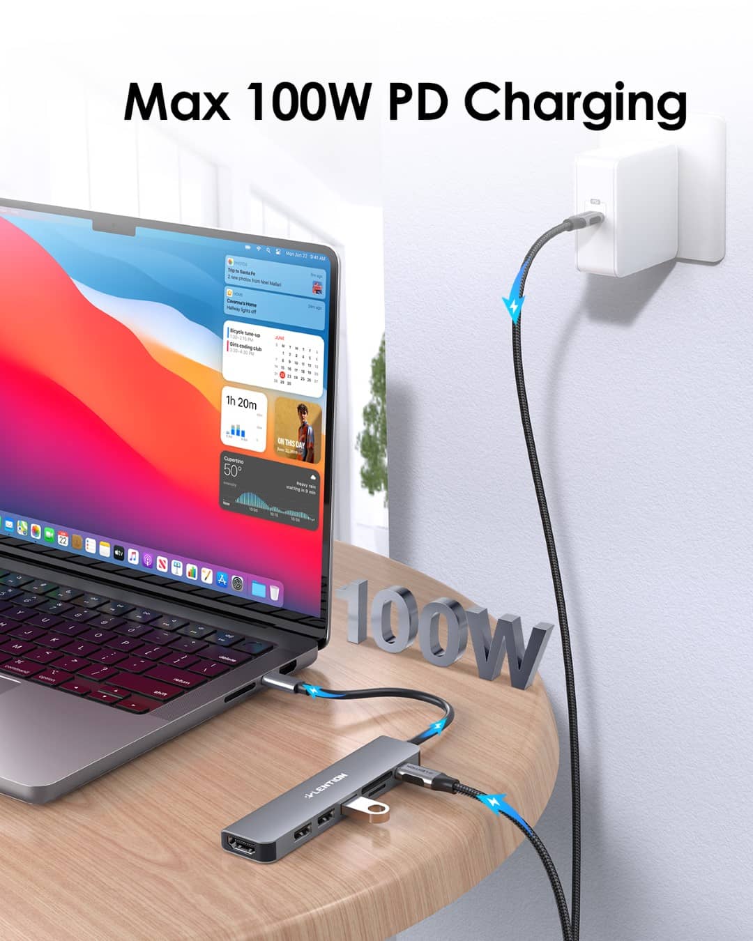 Bộ chuyển đổi USB-C 7 trong 1 Lention CE18HCR Xám (TYPE-C SANG HDMI, USB 3.0, 2 CỔNG USB 2.0, SD CARD, CỔNG SẠC PD)