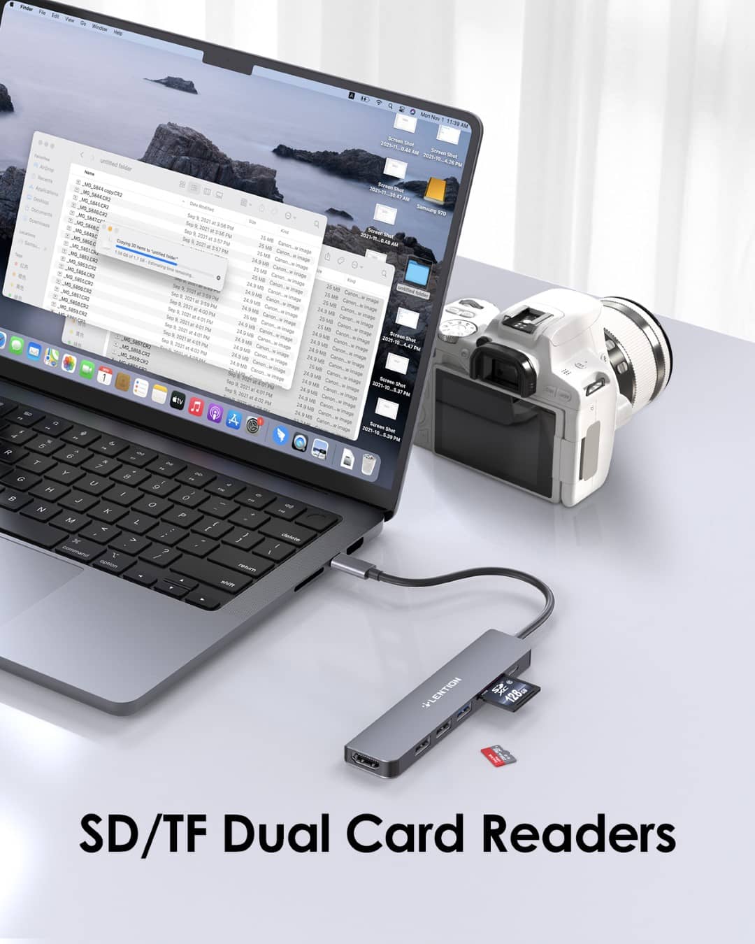 Bộ chuyển đổi USB-C 7 trong 1 Lention CE18HCR Xám (TYPE-C SANG HDMI, USB 3.0, 2 CỔNG USB 2.0, SD CARD, CỔNG SẠC PD)