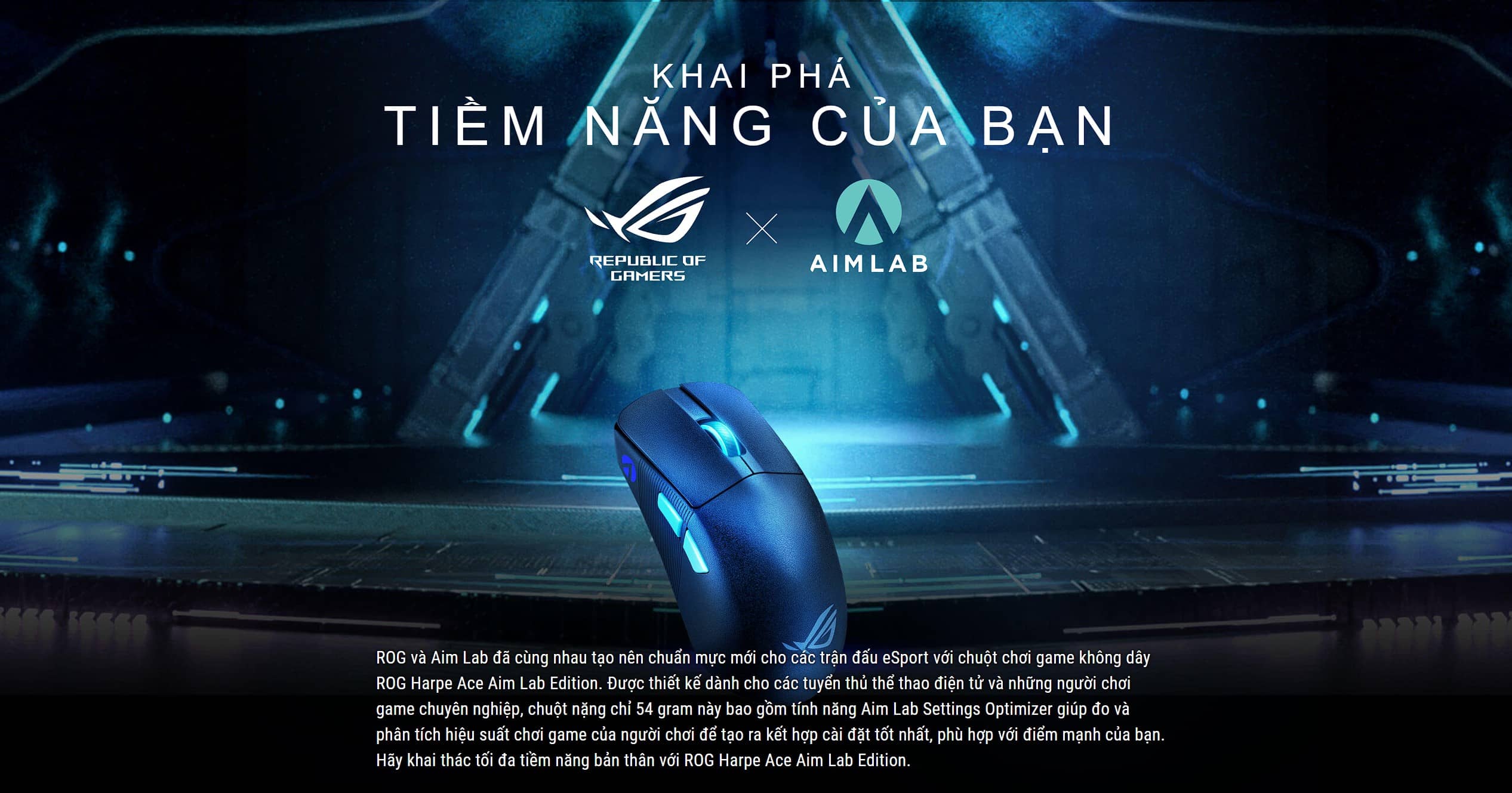 Chuột Gaming không dây Asus ROG Harpe Ace Aim Lab Edition-Moonlight White _ 90MP02W0-BMUA10