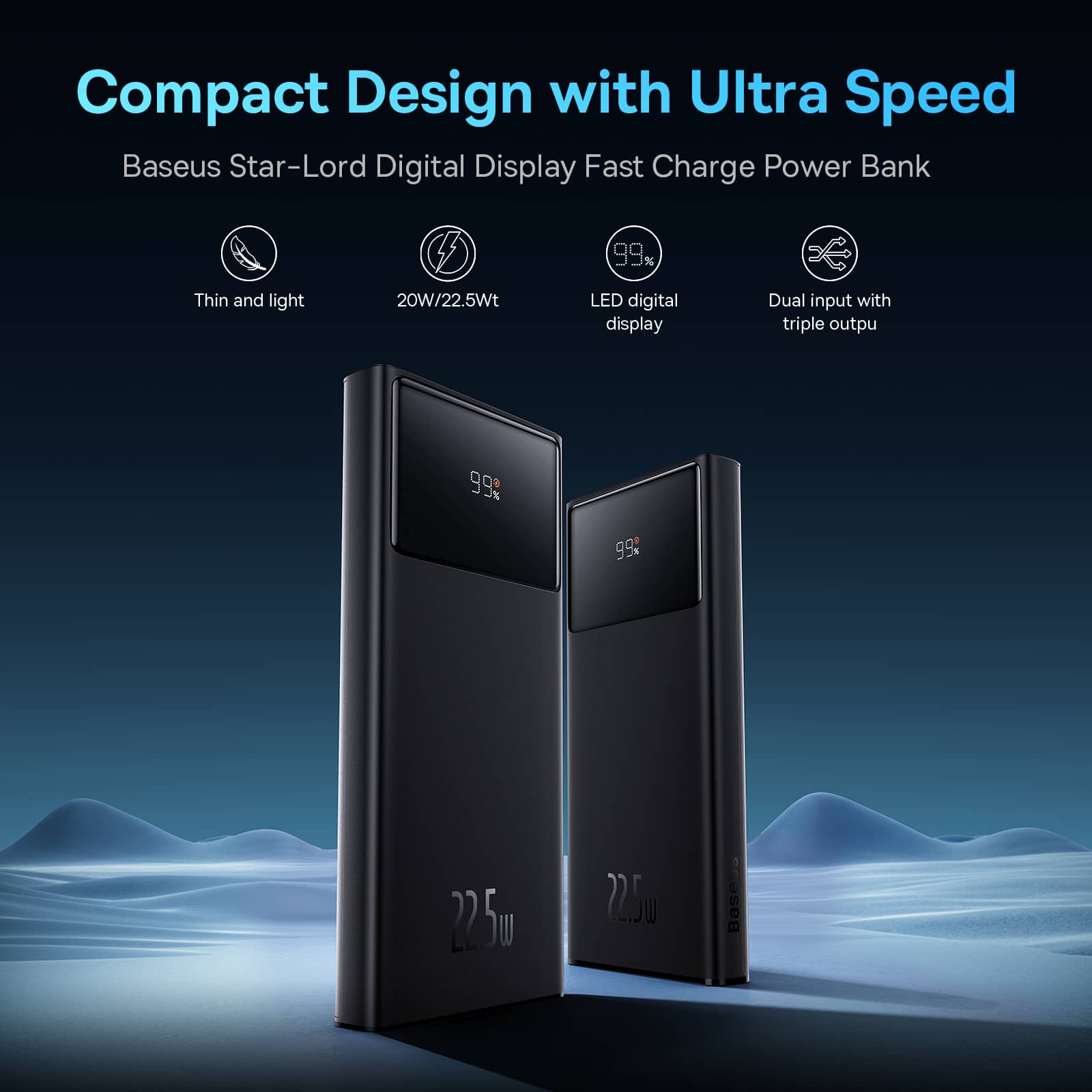 Pin sạc dự phòng Baseus Star-Lord Digital Display Fast Charge 10.000mAh 22.5W - Màu trắng