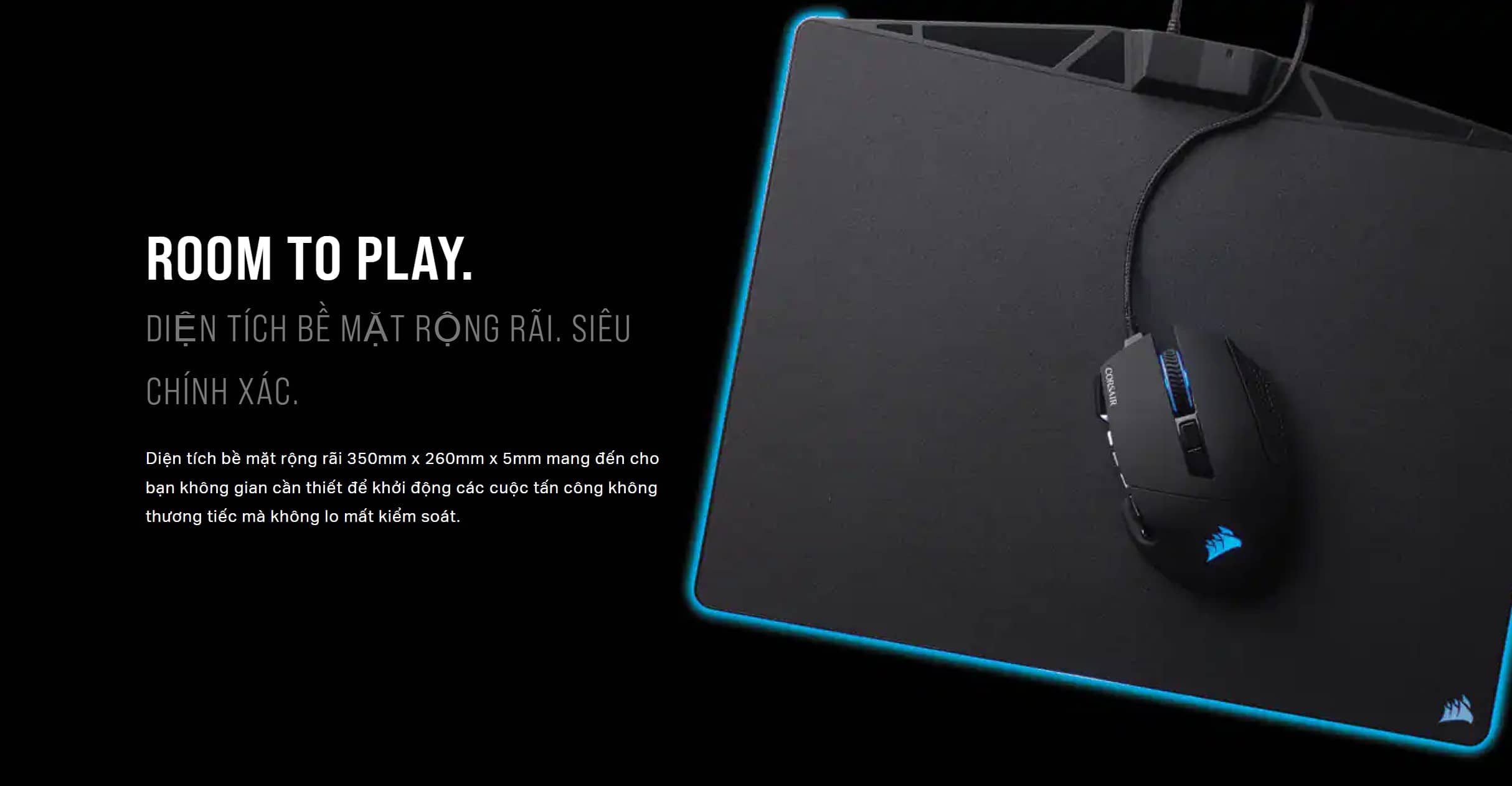 Bàn di chuột Corsair MM800 POLARIS RGB CH-9440020-AP (350mm x 260mm x 5mm)