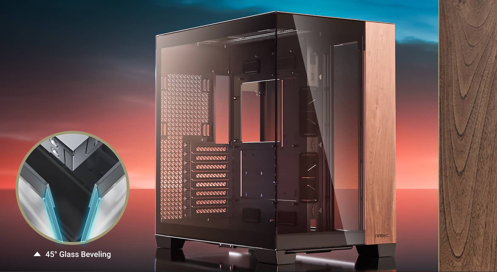 Vỏ case ANTEC C8 Wood (e-ATX/Màu đen mặt gỗ)