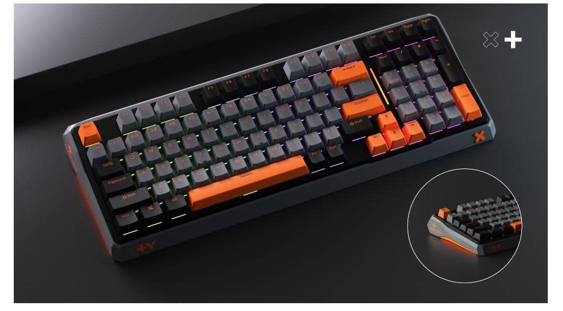 Bàn phím cơ Rapoo V750Pro - 98 Black Grey Orange (Dây USB/Optical Red switch/Led RGB)