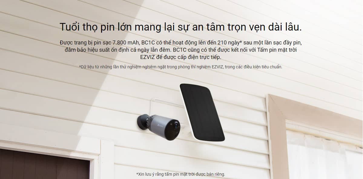 CAMERA IP DÙNG PIN EZVIZ BC1C/ HỖ TRỢ PIN NĂNG LƯỢNG MẶT TRỜI