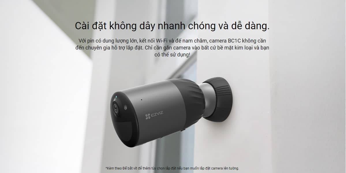 CAMERA IP DÙNG PIN EZVIZ BC1C/ HỖ TRỢ PIN NĂNG LƯỢNG MẶT TRỜI