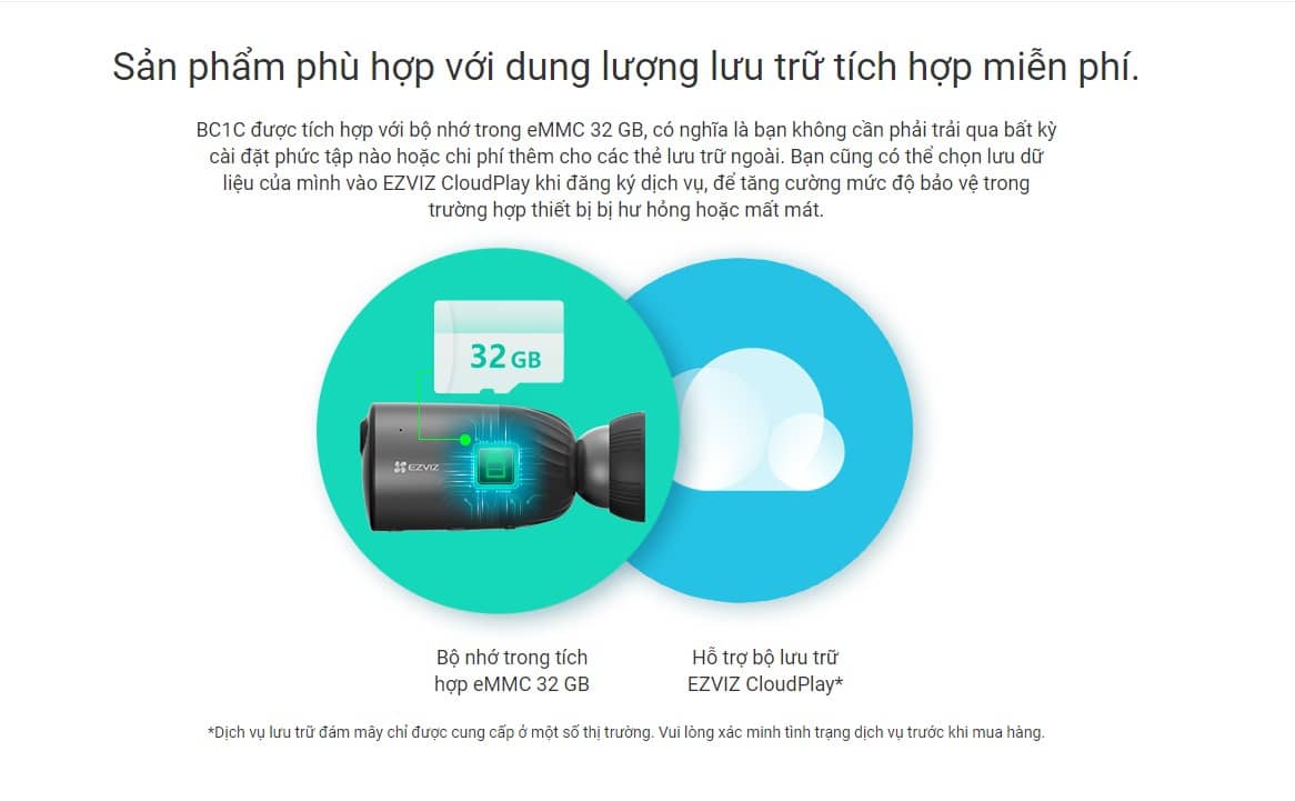 CAMERA IP DÙNG PIN EZVIZ BC1C/ HỖ TRỢ PIN NĂNG LƯỢNG MẶT TRỜI