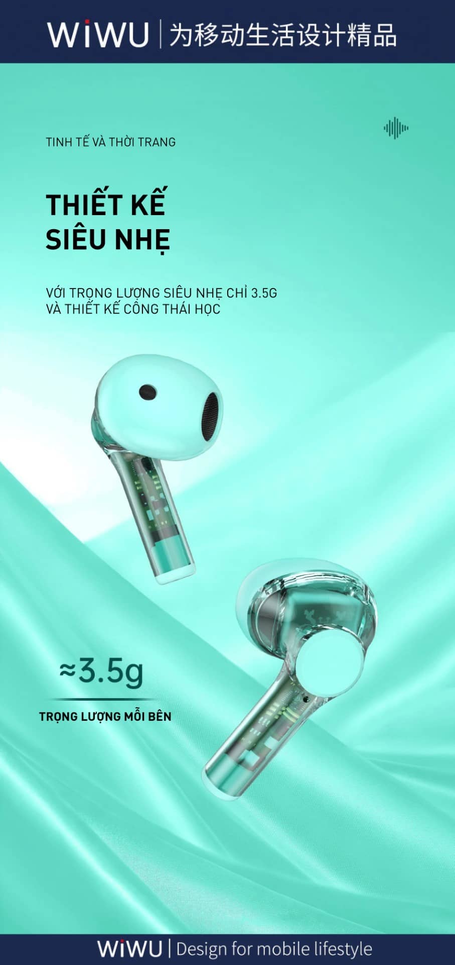 Tai nghe Bluetooth True Wireless WIWU TWS12