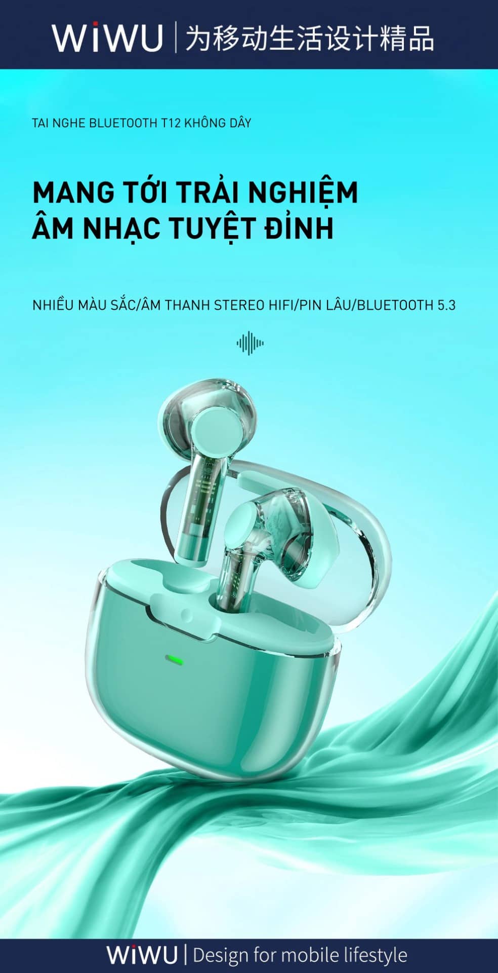 Tai nghe Bluetooth True Wireless WIWU TWS12