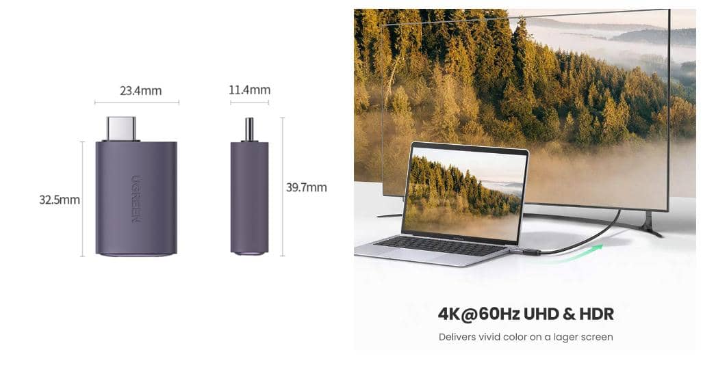 Bộ chuyển đổi USB type c sang HDMI Ugreen 70450 màu xám 2