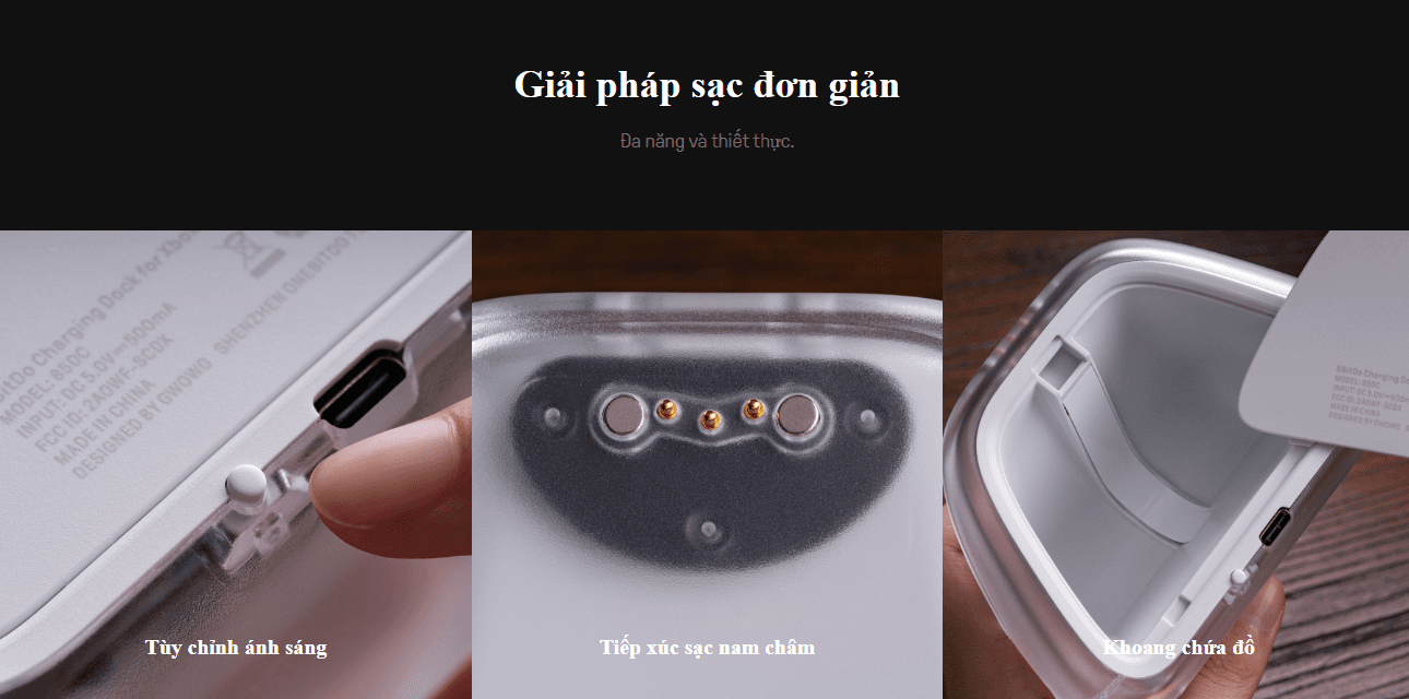 Dock sạc 8BitDo Charging Dock cho tay cầm Xbox Series X|S và Xbox One, Màu Trắng 4