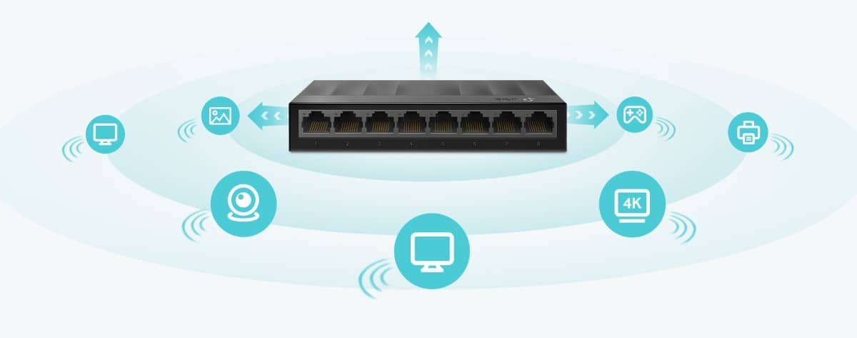 Switch TP-Link LS1008G hỗ trợ cổng gigabit