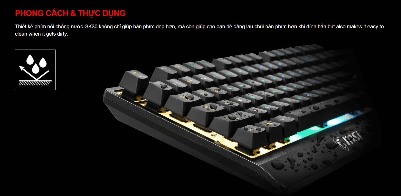 Bàn phím game MSI Vigor GK30 đen (USB/RGB/Giả cơ) 6