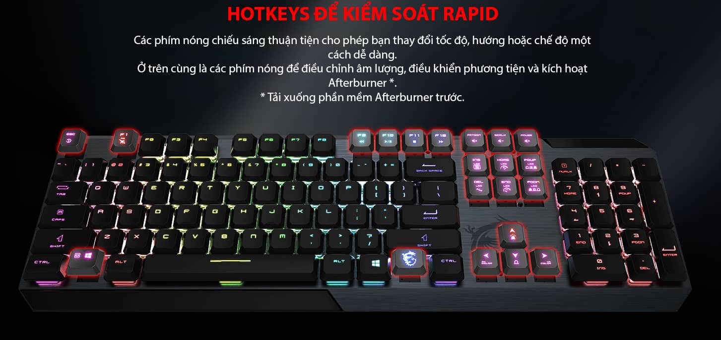 Bàn phím game MSI Vigor GK50 đen (USB/RGB/Kailh Low Profile sw) 6