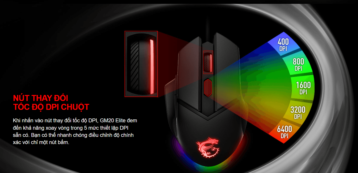 Chuột game MSI Clutch GM20 Elite đen (USB/RGB) 7