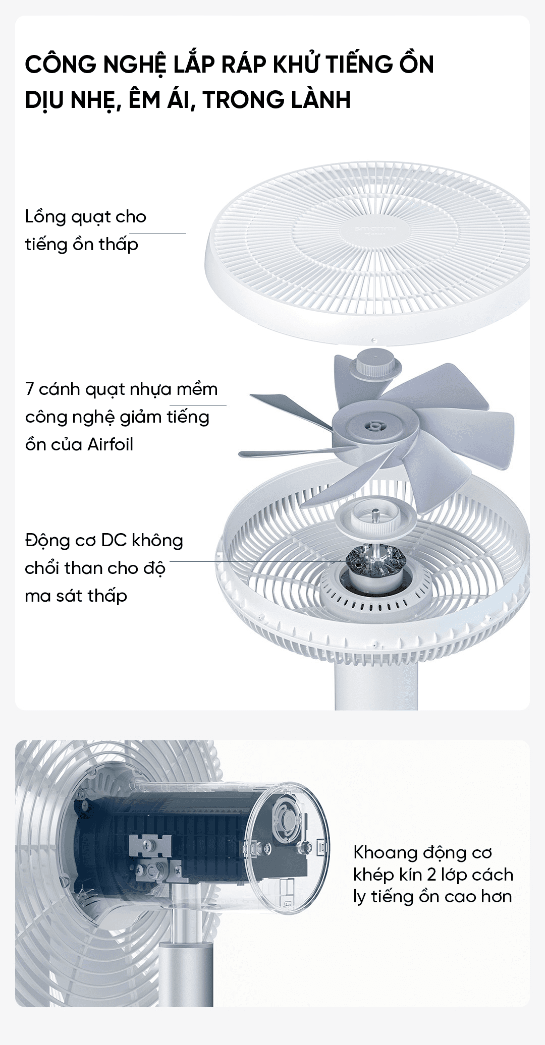 Quạt đứng tích điện Smartmi Gen 3 - ZLBPLDS05ZM - Bản quốc tế - Màu trắng