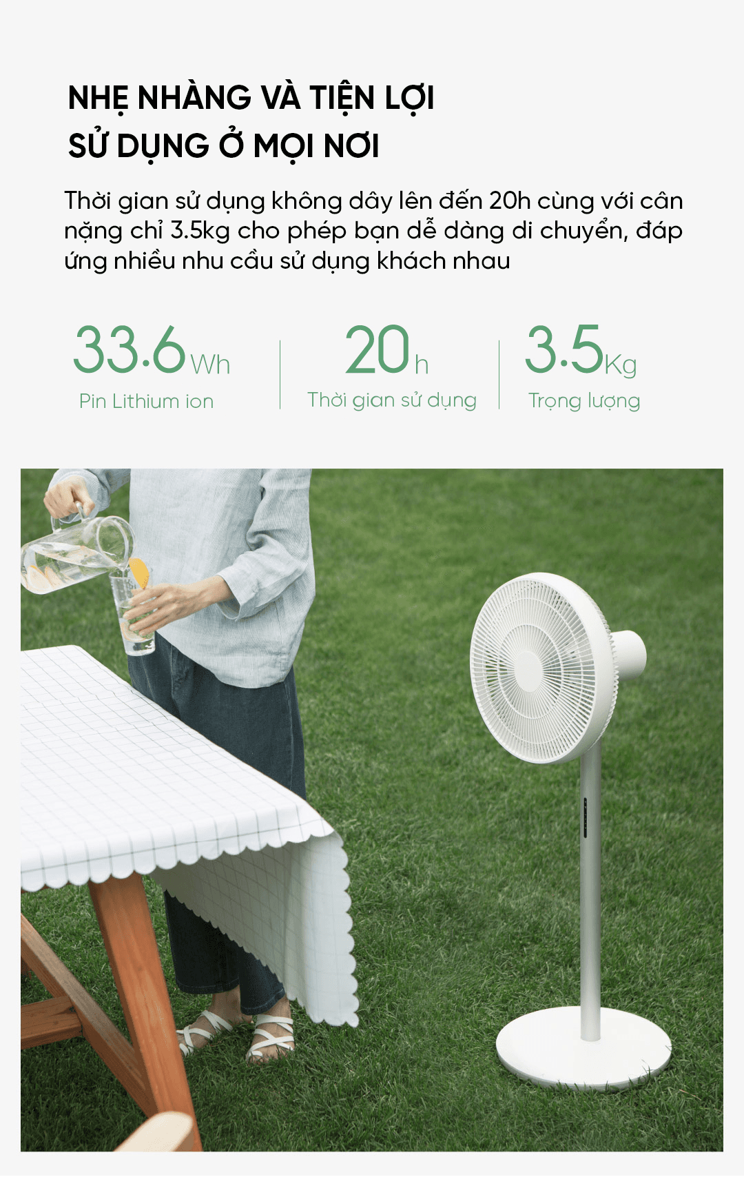 Quạt đứng tích điện Smartmi Gen 3 - ZLBPLDS05ZM - Bản quốc tế - Màu trắng