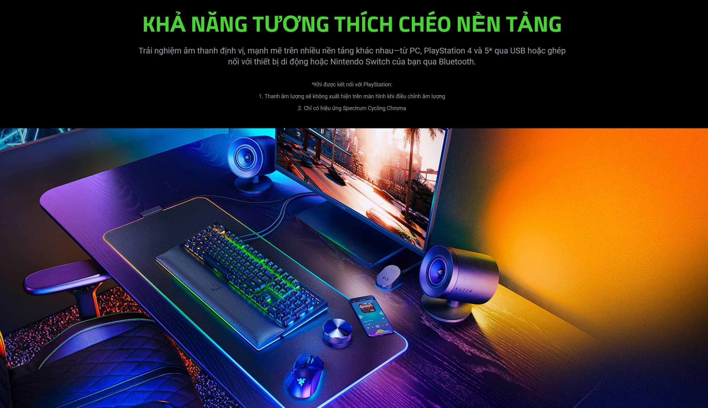 Loa Razer Nommo V2 Pro - 2.1 - Màu đen