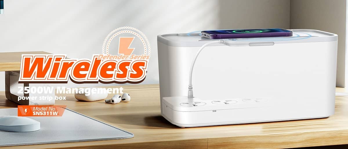 Ổ cắm điện đa năng kiêm sạc không dây LDNIO SN5311W - 05 chấu + 03 cổng USB - Chuẩn chân cắm EU - Kèm box đi dây