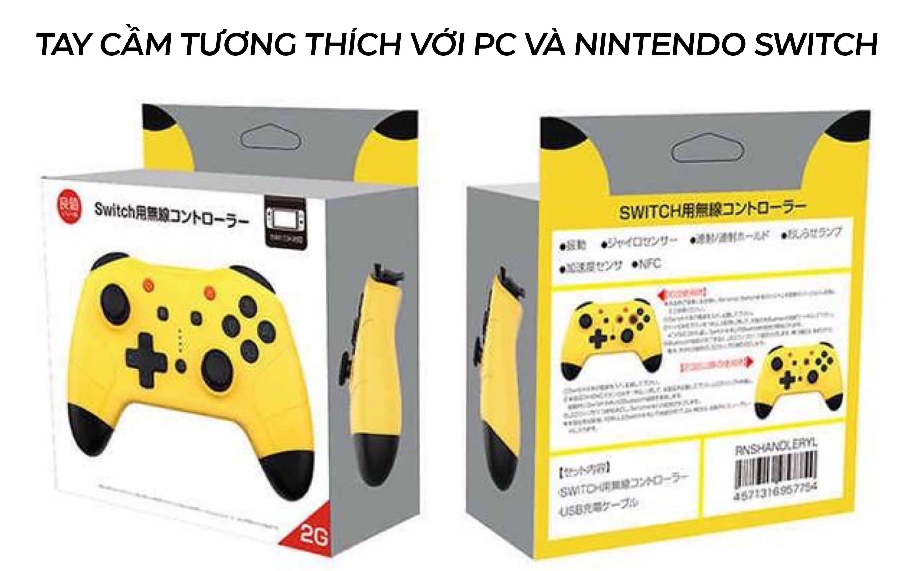 Tay cầm chơi game không dây IINE Pro Controller cho Nintendo Switch/PC, Pikachu