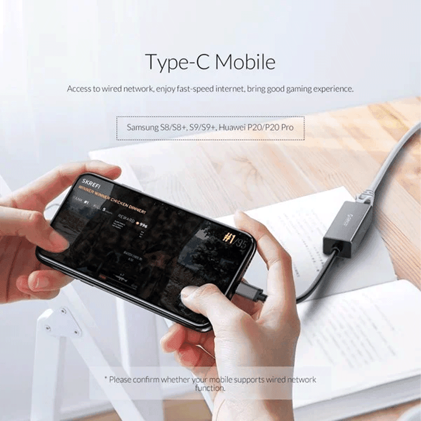 Cáp chuyển đổi từ Type C sang LAN Gigabit ORICO XC-R45-V1-BK-BP