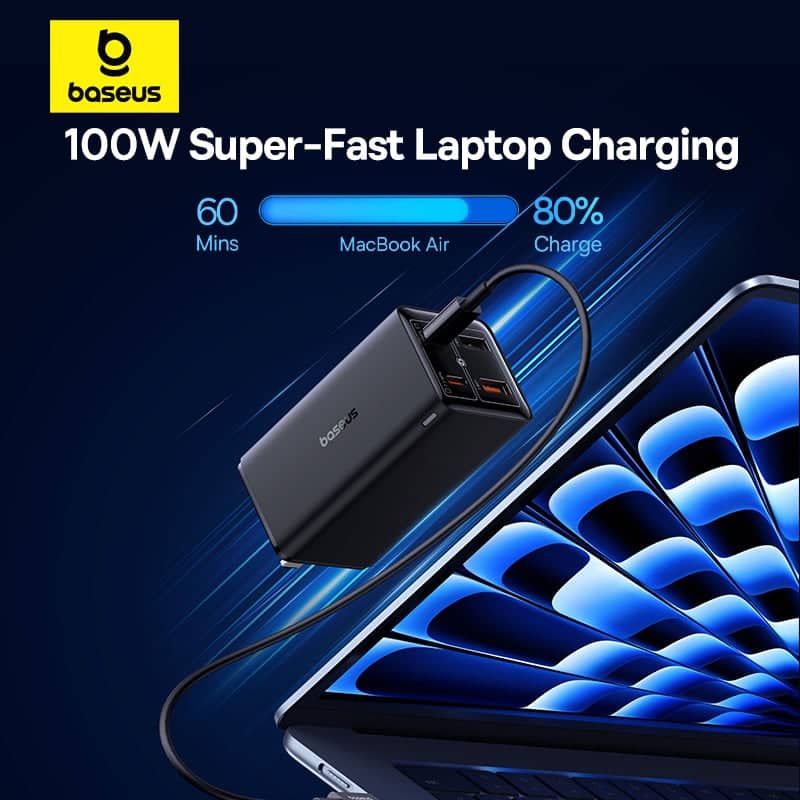 Bộ sạc nhanh hiệu Baseus GaN6 Pro 2C+2U 100W EU - Màu đen