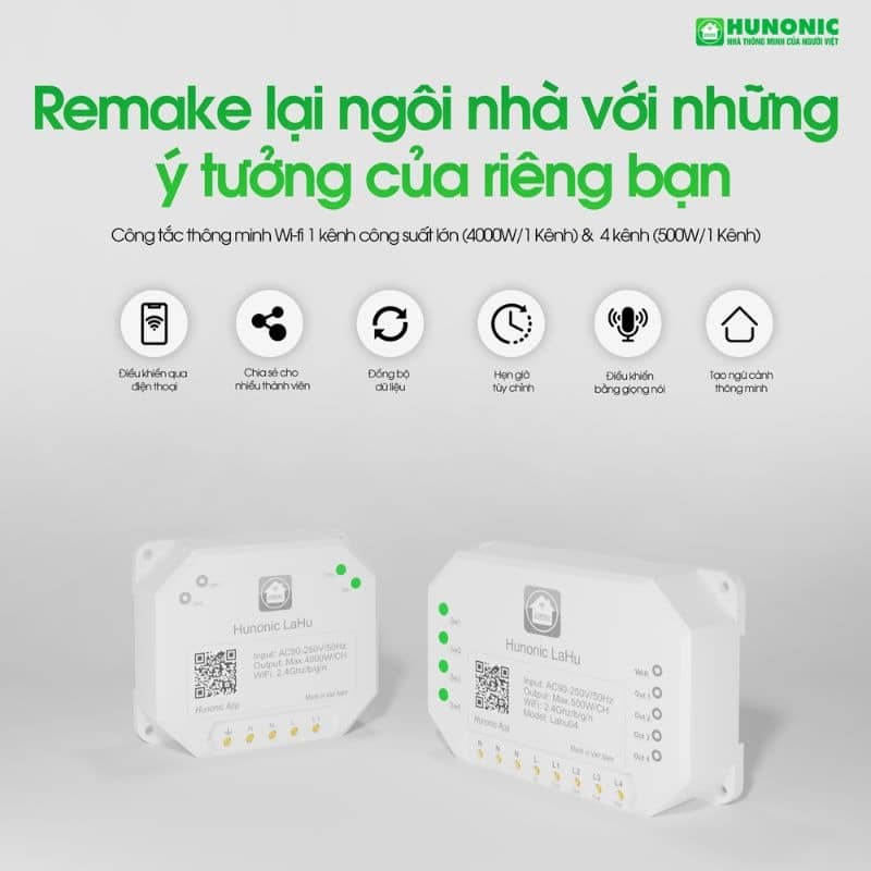 CÔNG TẮC HUNONIC LAHU 04 (500W/KÊNH)