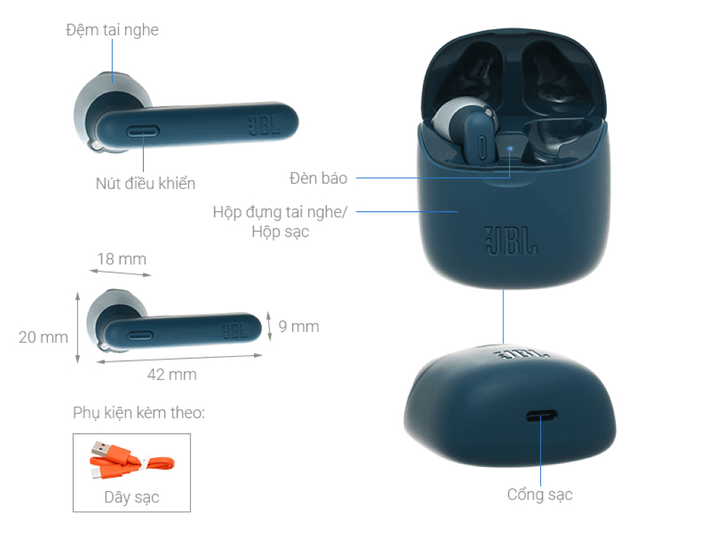 Tai nghe Bluetooth True Wireless JBL T225TWS