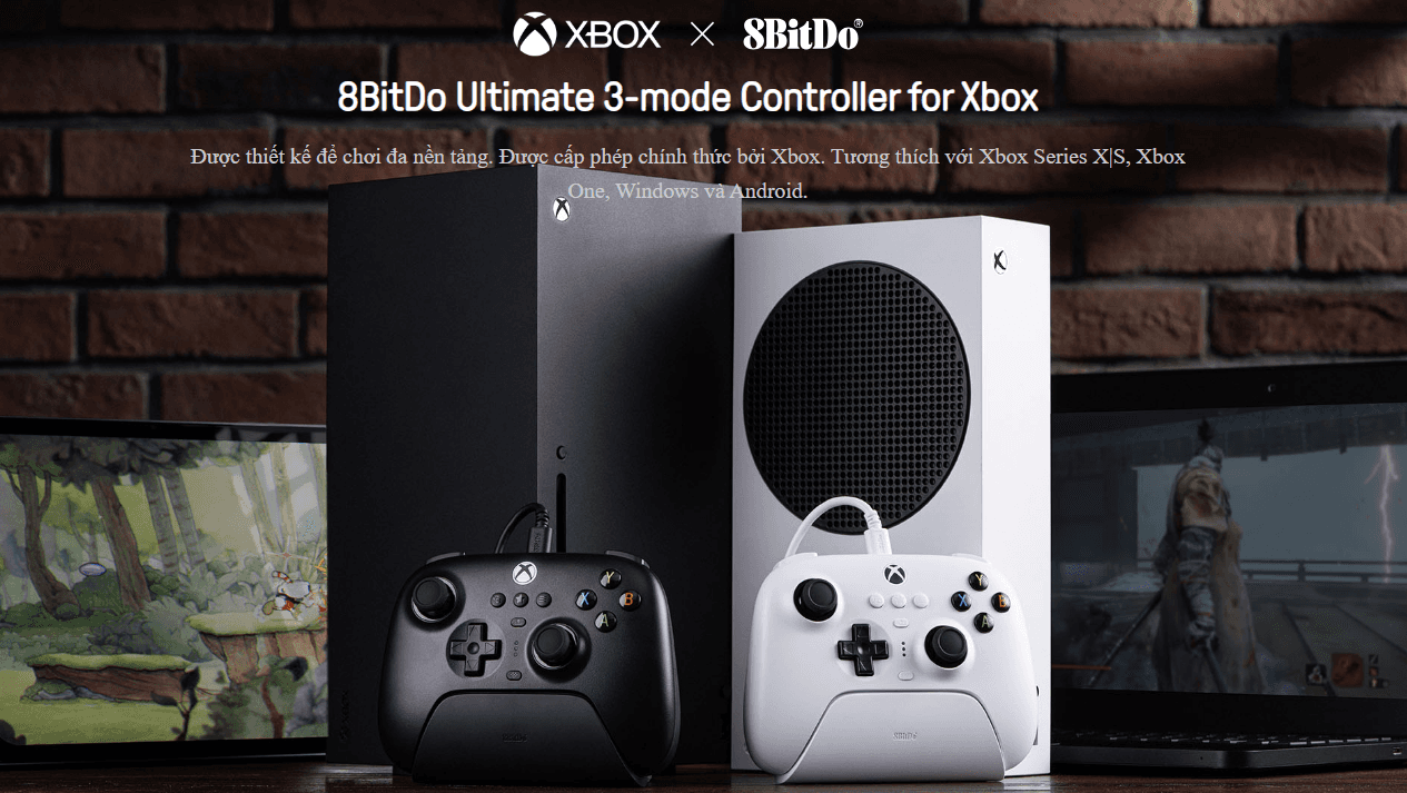 Tay cầm chơi game 8BitDo Ultimate 3-mode Controller for Xbox Kèm Dock Sạc Màu Trắng 1