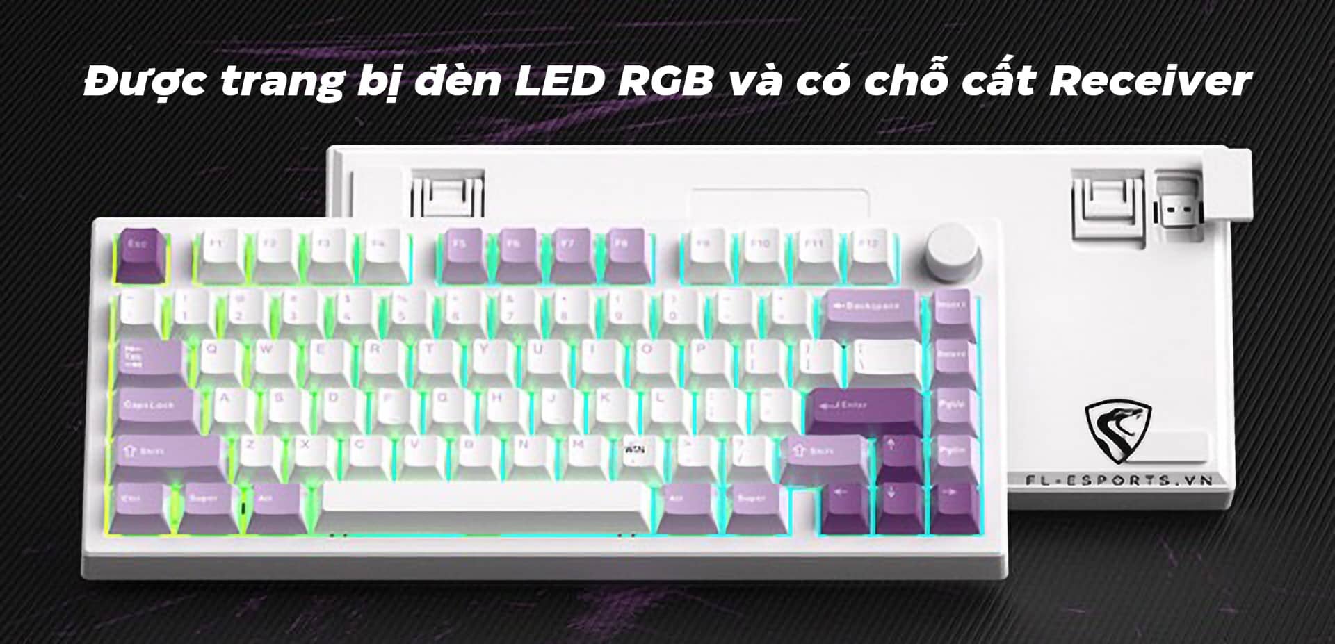 Bàn phím cơ FL-Esports GP75CPM White Body Taro Purple