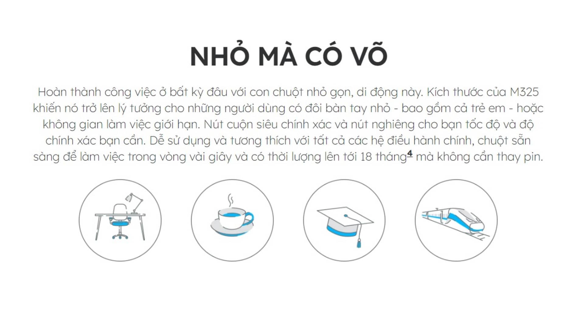 Chuột không dây Logitech M325 Wireless (USB/Đen Bạc)