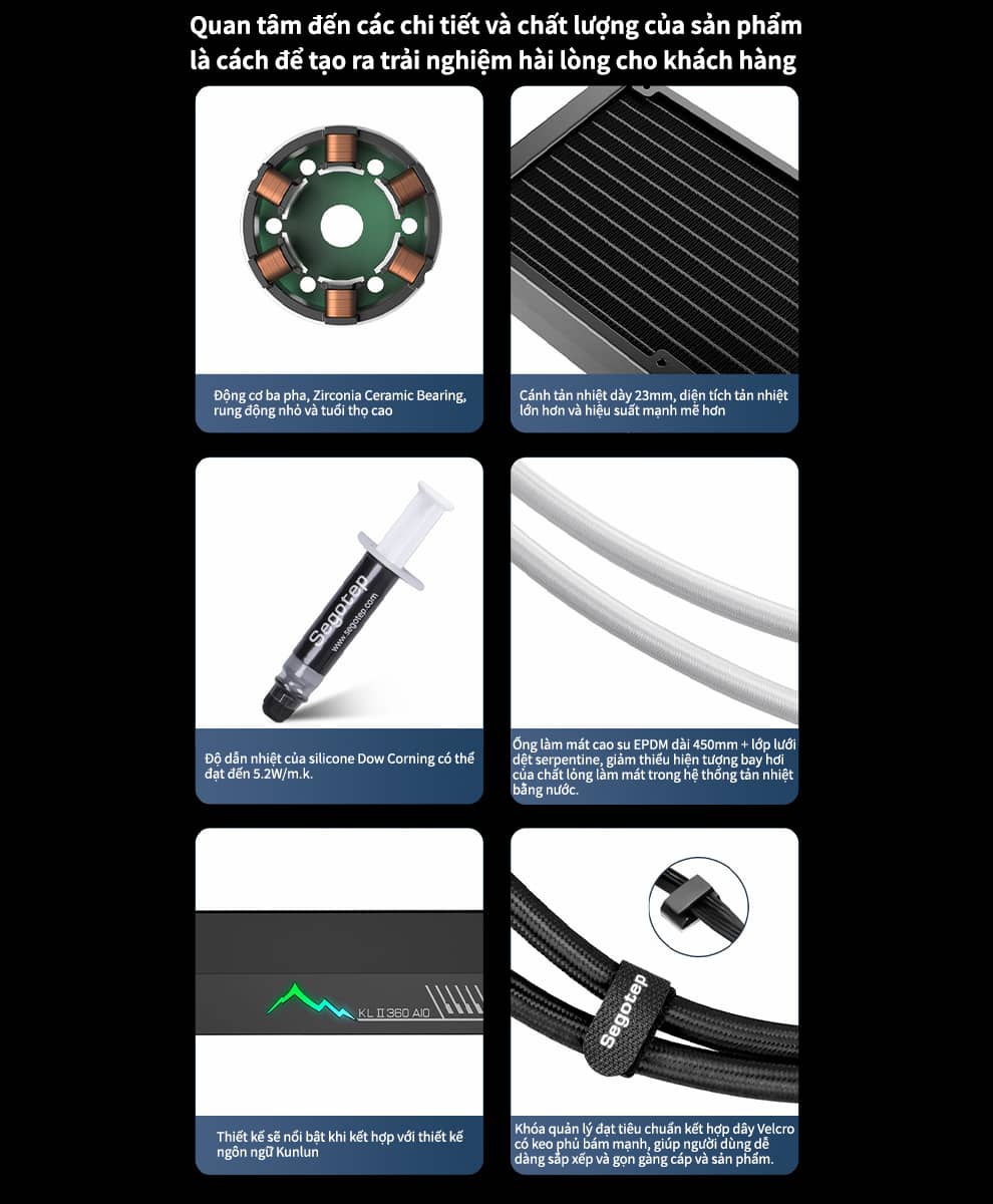 Tản nhiệt nước SEGOTEP KUNLUN KL360 II A-RGB BLACK (Màu Đen/Màn LCD)