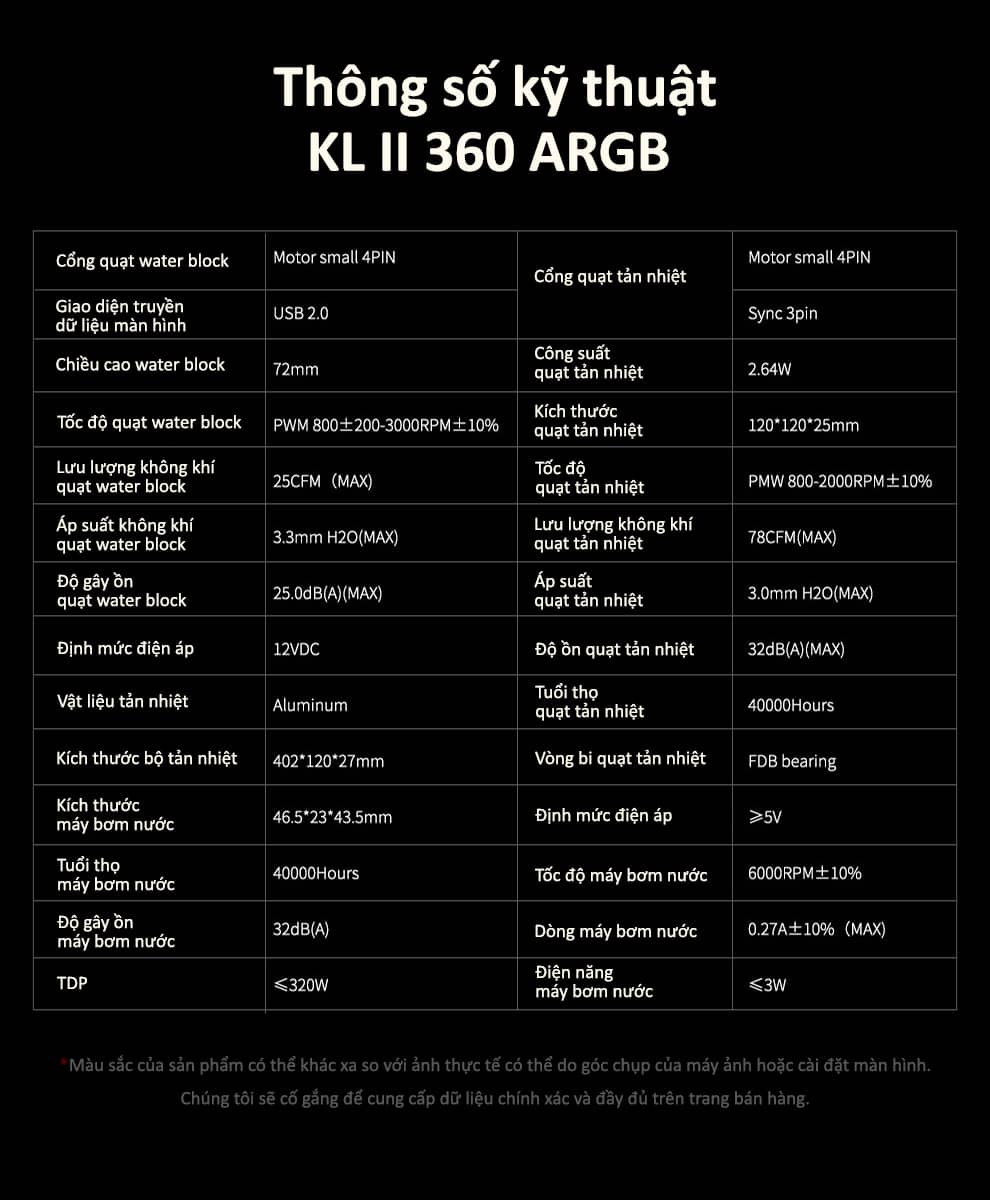 Tản nhiệt nước SEGOTEP KUNLUN KL360 II A-RGB BLACK (Màu Đen/Màn LCD)