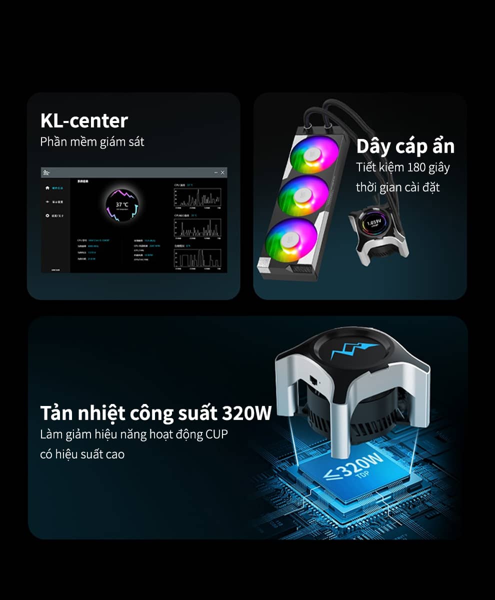 Tản nhiệt nước SEGOTEP KUNLUN KL360 II A-RGB BLACK (Màu Đen/Màn LCD)