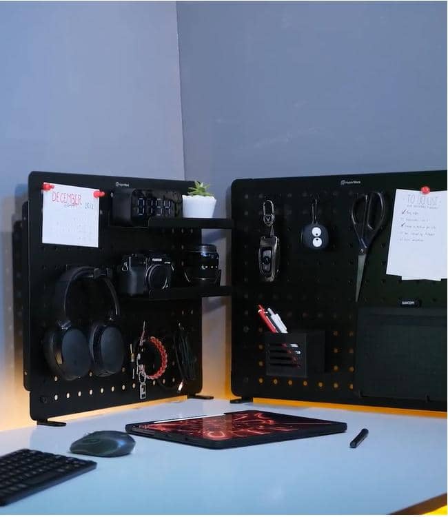 Giá/Bảng treo đồ đa năng Pegboard HyperWork PG-02 kẹp bàn, màu trắng 4