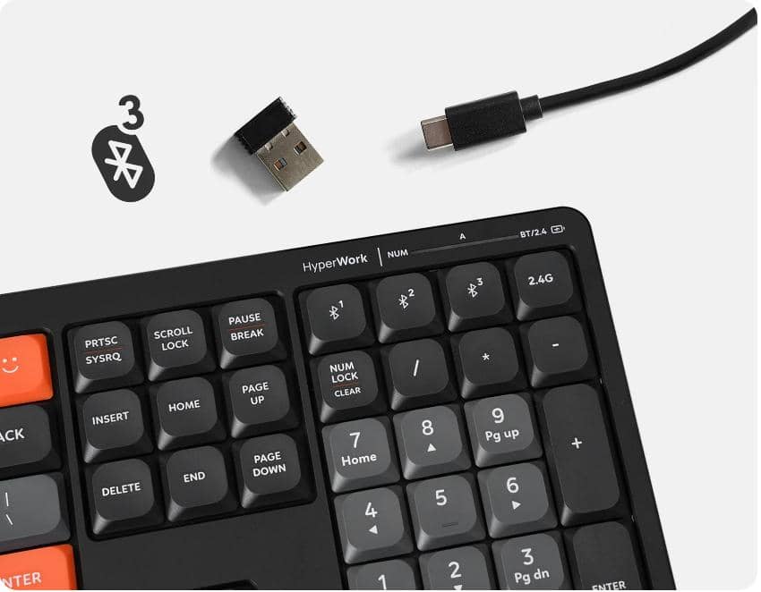 Bàn phím không dây HyperWork SilentKey HPW-TS01-WHT Trắng 2