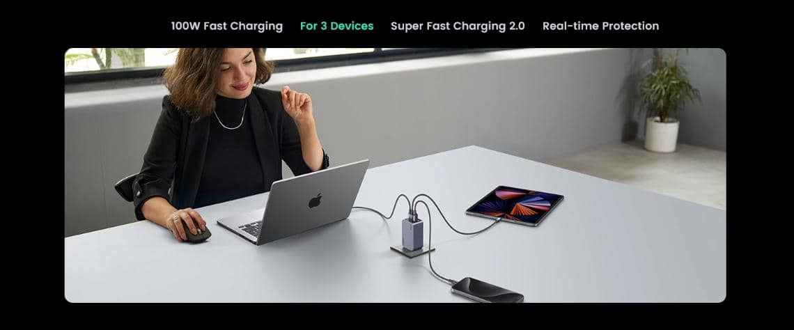 Củ sạc nhanh đa cổng GaN Nexode 100W Ugreen 25873 2