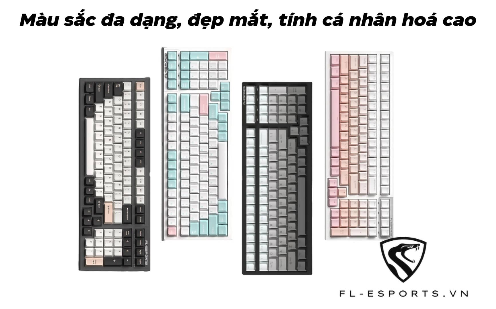 Bàn phím cơ FL-Esports FL100CPM White Body-Gradient Pink Ice Pink switch (FLCMMK)