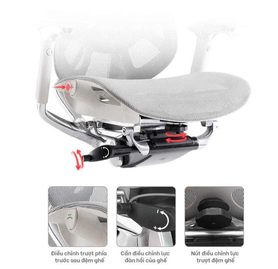 Ghế Công Thái Học GTChair Dvary Butterfly Pro - Trắng (Khung trắng, lưới trắng) 5