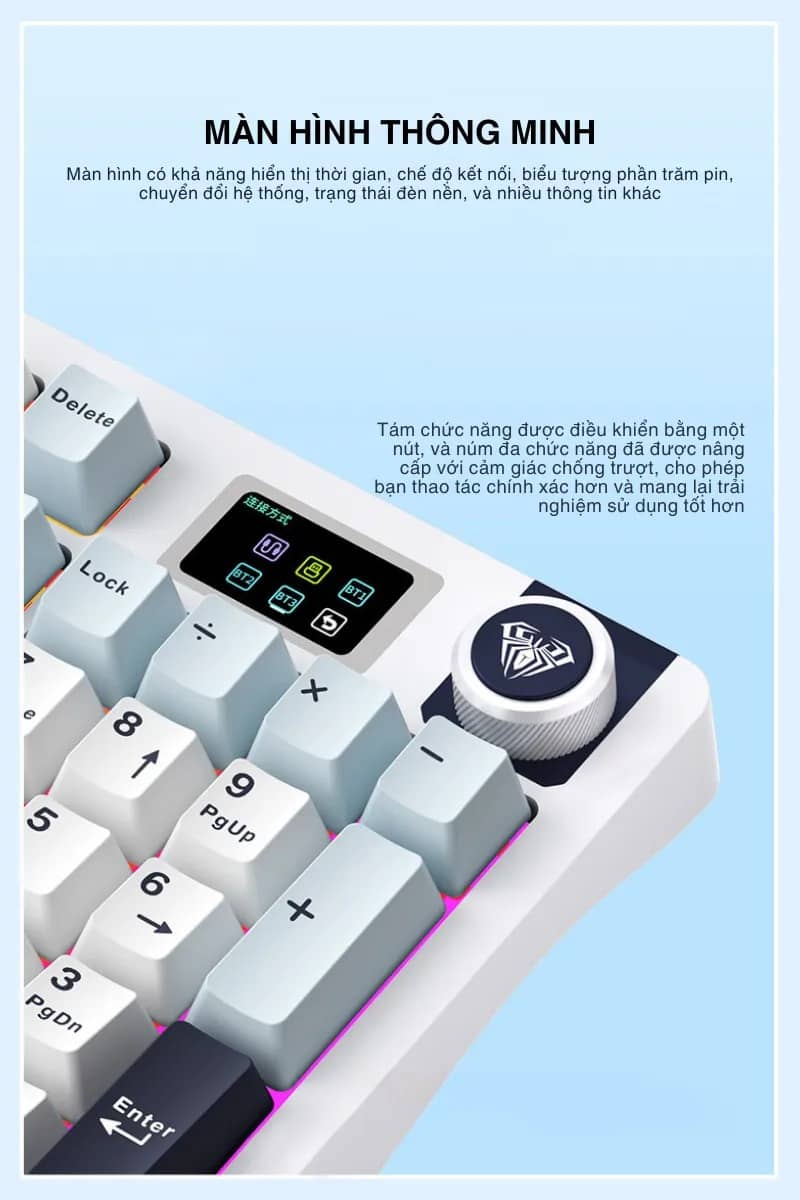Bàn phím cơ gaming AULA S98 Pro (3 Mode/Xanh Dương+Trắng+Tím đậm/ Nimbus V3 switch) 9